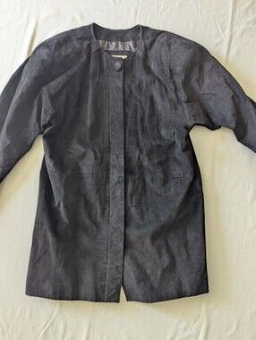 Vintage Suede Dana Brooke Collarless Jacket In Black